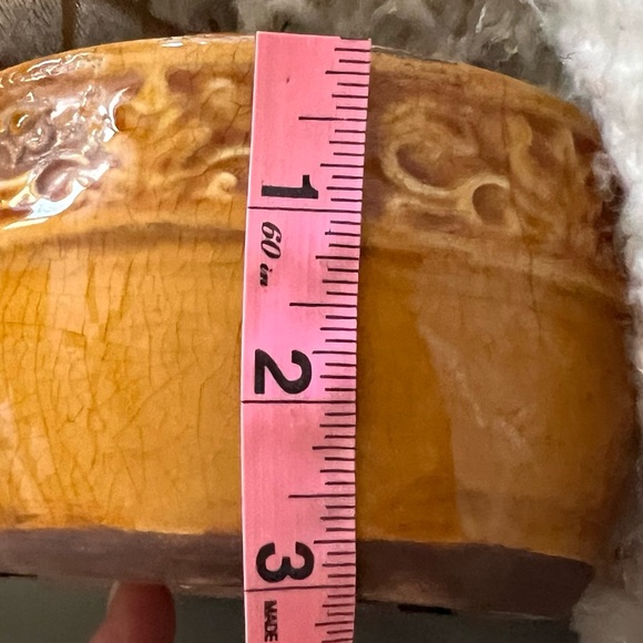 VINTAGE Rustic GLAZED Crackle CERAMIC Amber BOWL - Picture 13 of 15